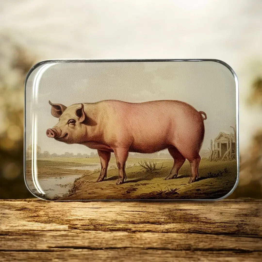 Tin Container with Magnet Large | Vintage Pig