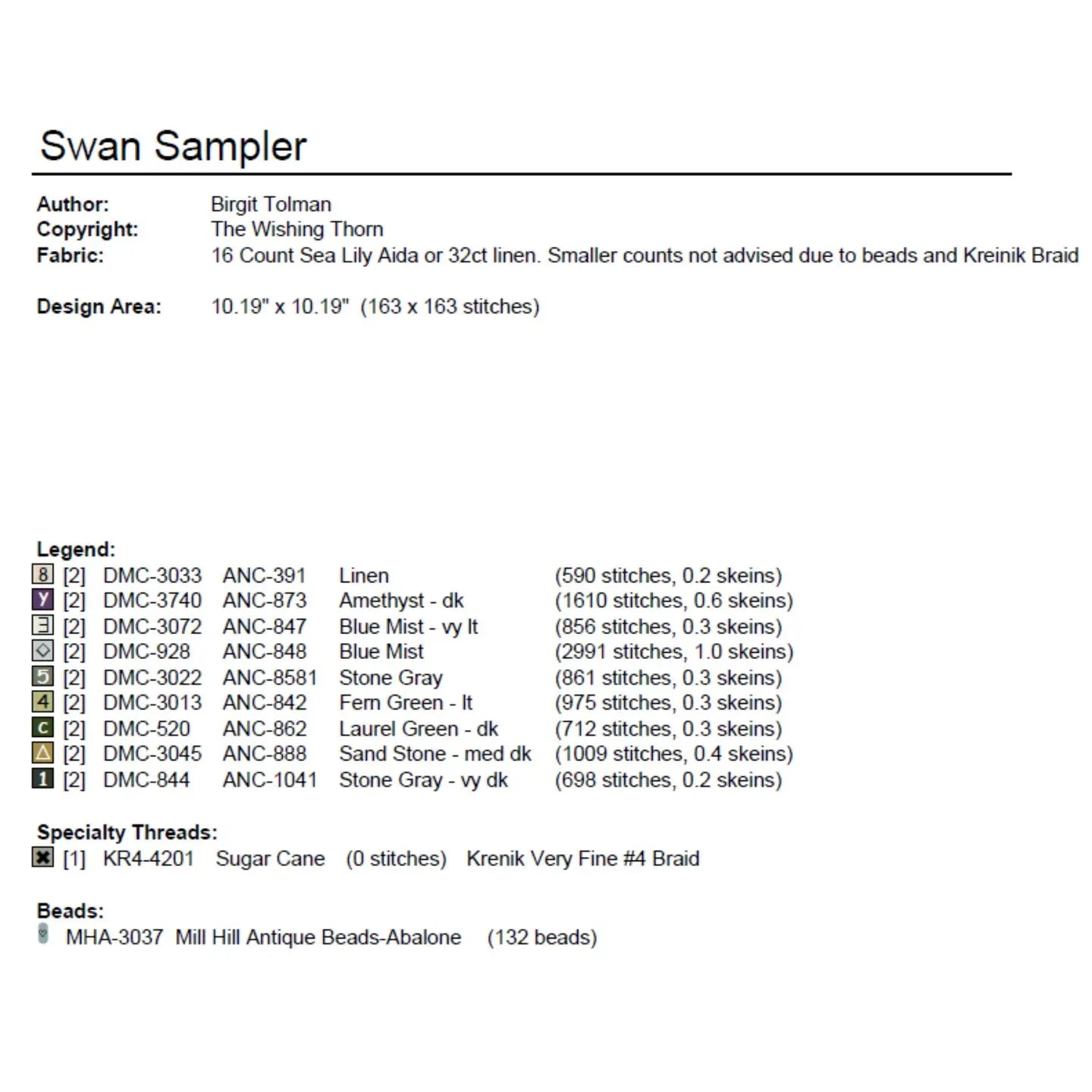 The Wishing Thorn | Swan Sampler