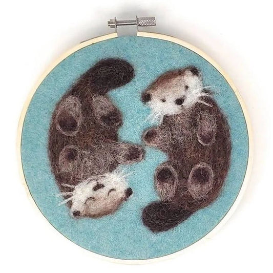 The Crafty Kit Company | Otters in a Hoop Needle Felting Kit