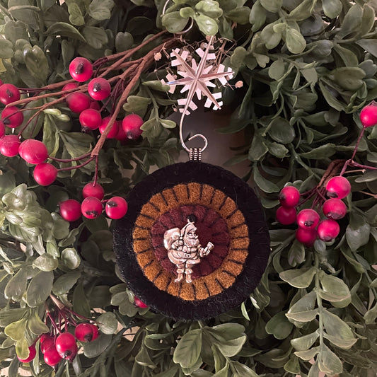Paxe's Designs ~ Wool Penny Christmas Ornament | Santa