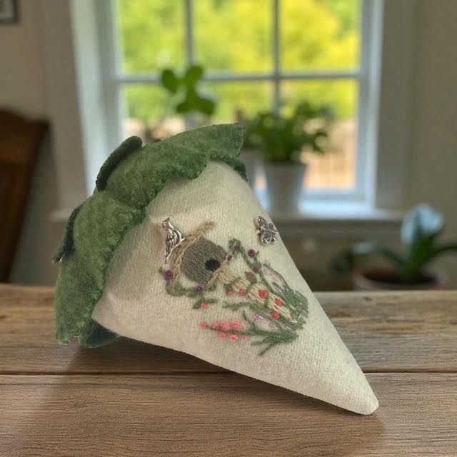 Paxe's Designs ~ White Wool Embroidered Strawberry