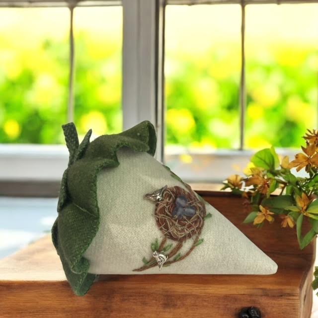 Paxe's Designs ~ White Wool Embroidered Strawberry
