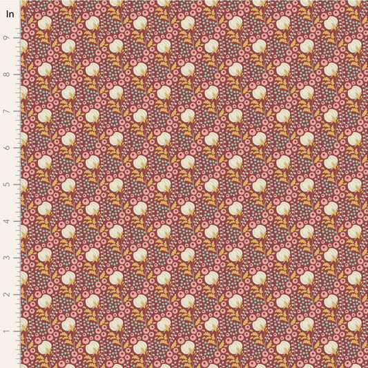 Tilda Sanctuary ~ TIL100564 ~ Cotton Field ~ Maroon