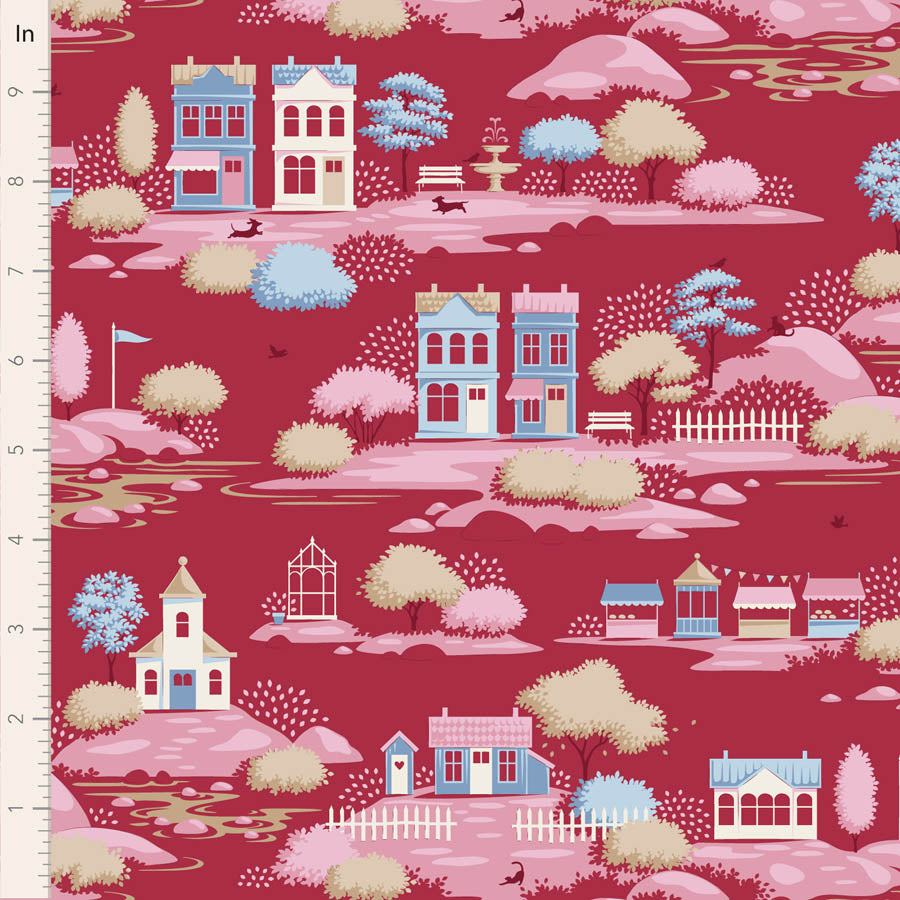 Tilda Village Life ~ Village ~ TIL110186 Burgundy