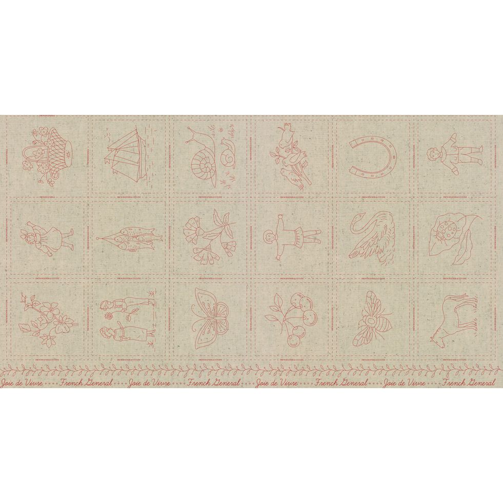 Joie De Vivre ~ Broderie Panel ~ 13989 11L Rouge