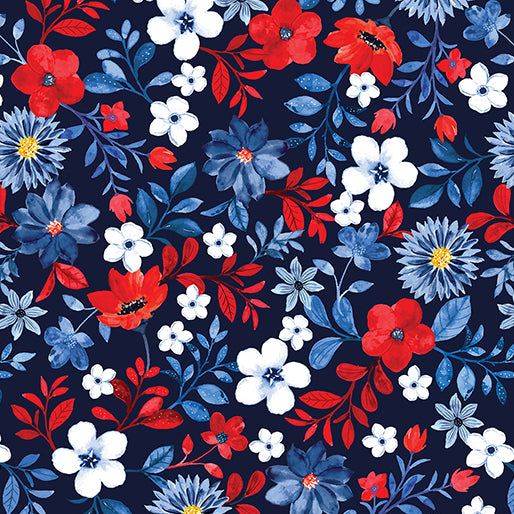 Faith, Family, Freedom ~ Patriotic Flowers Navy ~ 14831-57