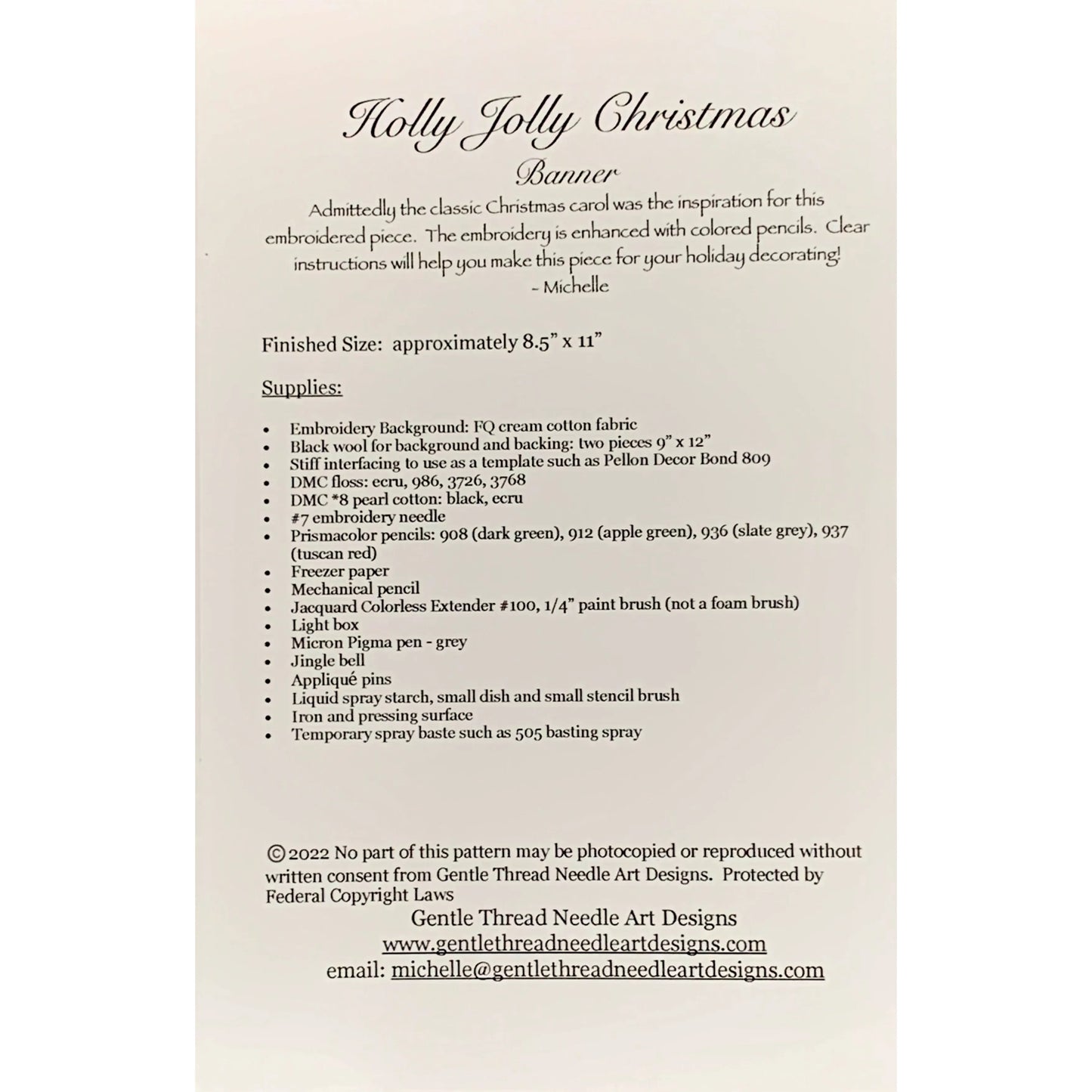 Gentle Thread Needle Art Designs ~ Holly Jolly Christmas Banner Pattern