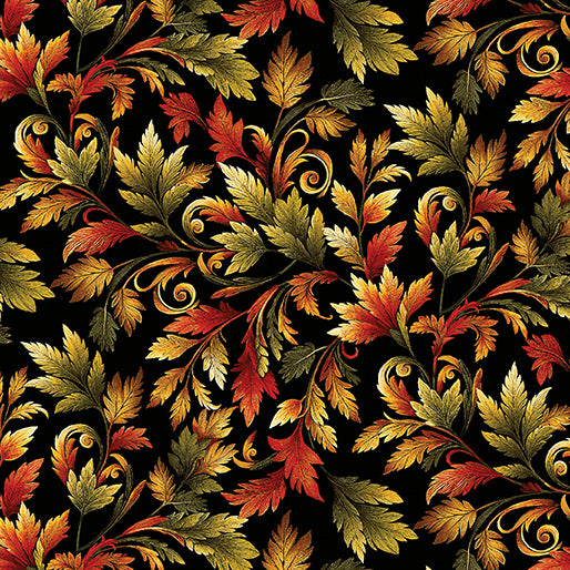 Autumn Cats ~ Autumn Leaf Spray~ 16769-87 Black