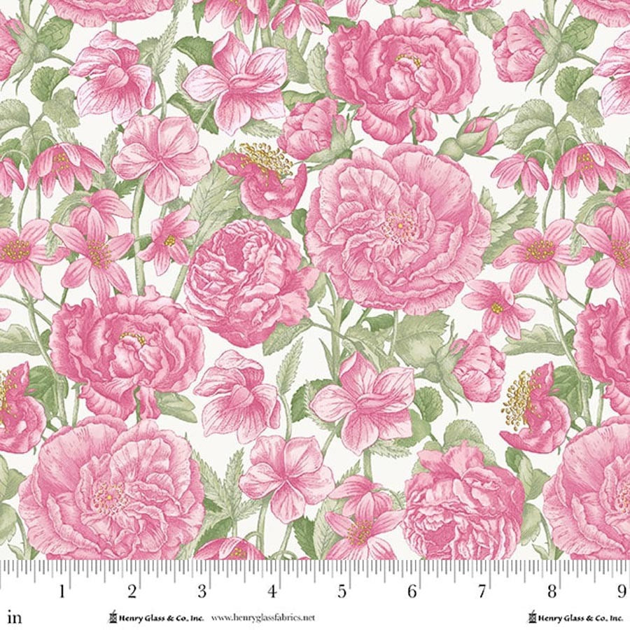 Fluttering Florals ~ 2168-26 Cream/Pink