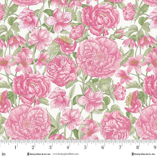 Fluttering Florals ~ 2168-26 Cream/Pink