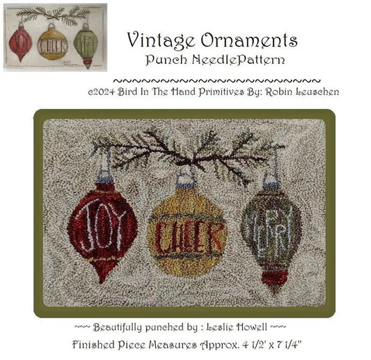 Bird In The Hand Primitives | Vintage Ornaments Punch Needle Pattern