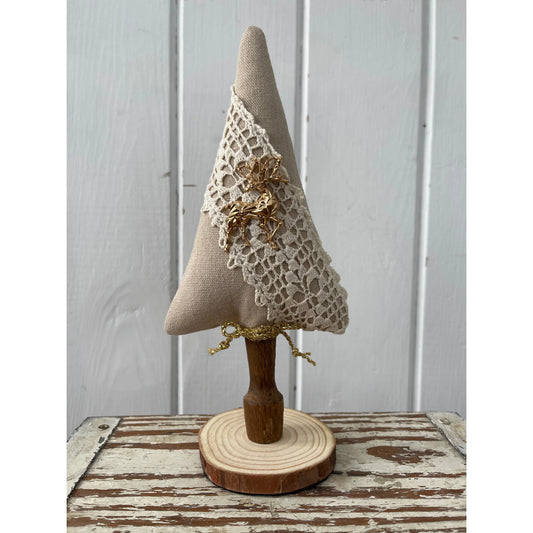 Paxe's Designs ~ Ecru Tree with Deer Brooch