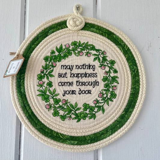 Hand-Crafted ~ Irish Wreath ~ Fabric Covered Rope Wall Hanging or Bowl