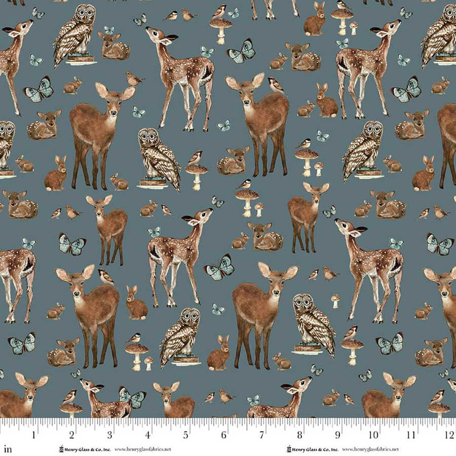 Whimsical Woods ~ Allover Animals ~ 2230-77 Dk Blue