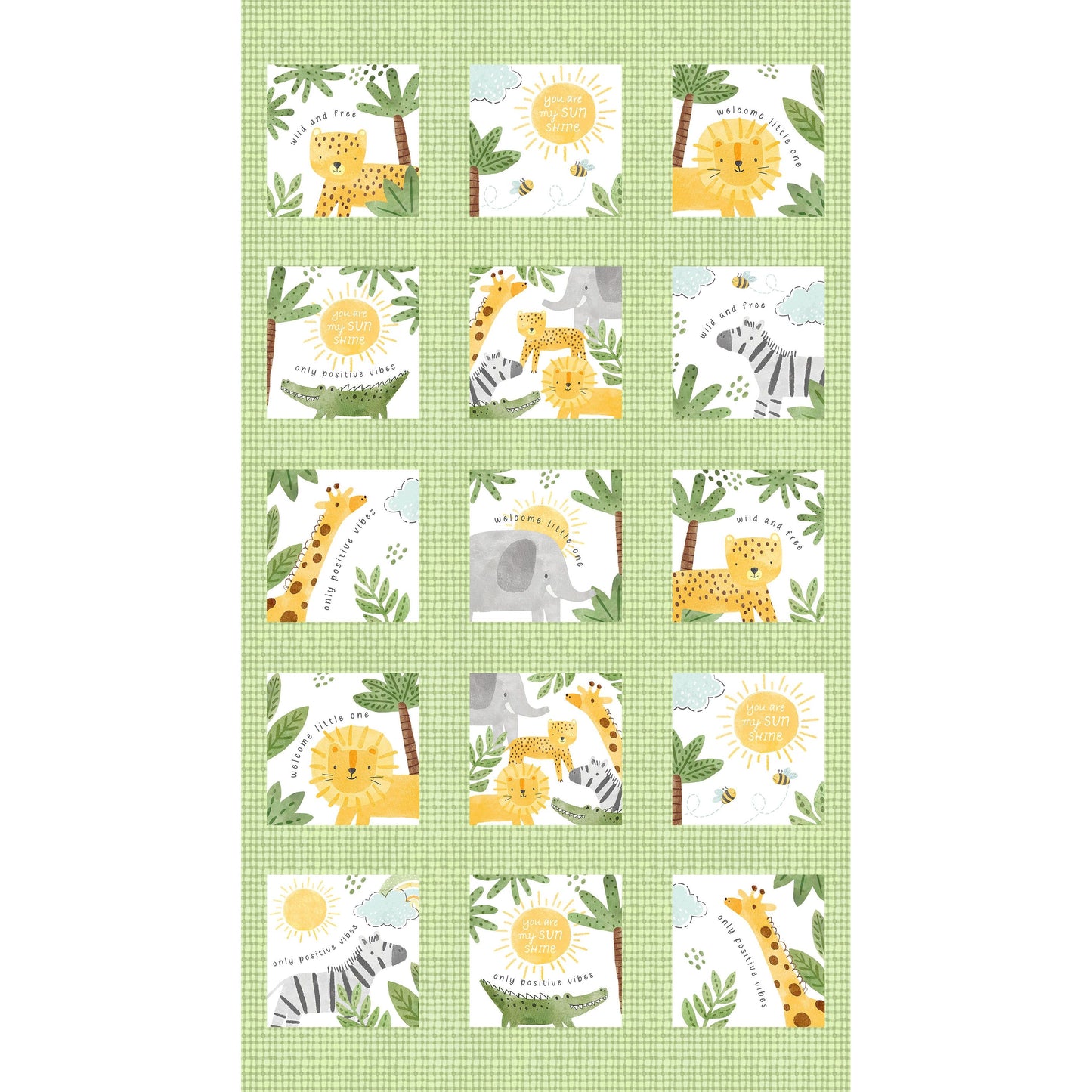 Sunny Safary ~ Block Panel ~ 27761-10 White Multi