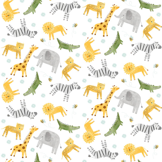 Sunny Safari ~ Animal Toss ~ 27762-10 White Multi