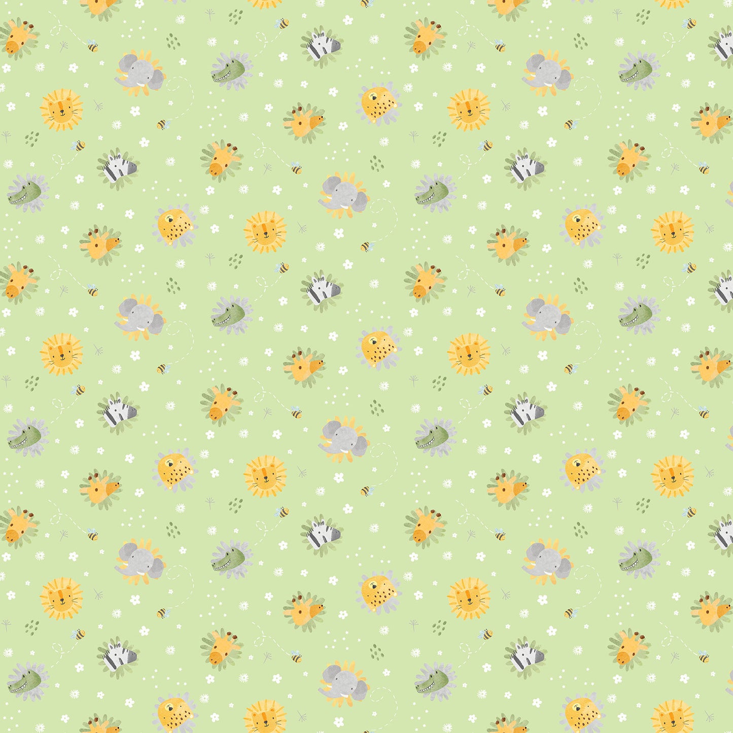 Sunny Safari ~ Mini Heads ~ 27765-72 Green Multi