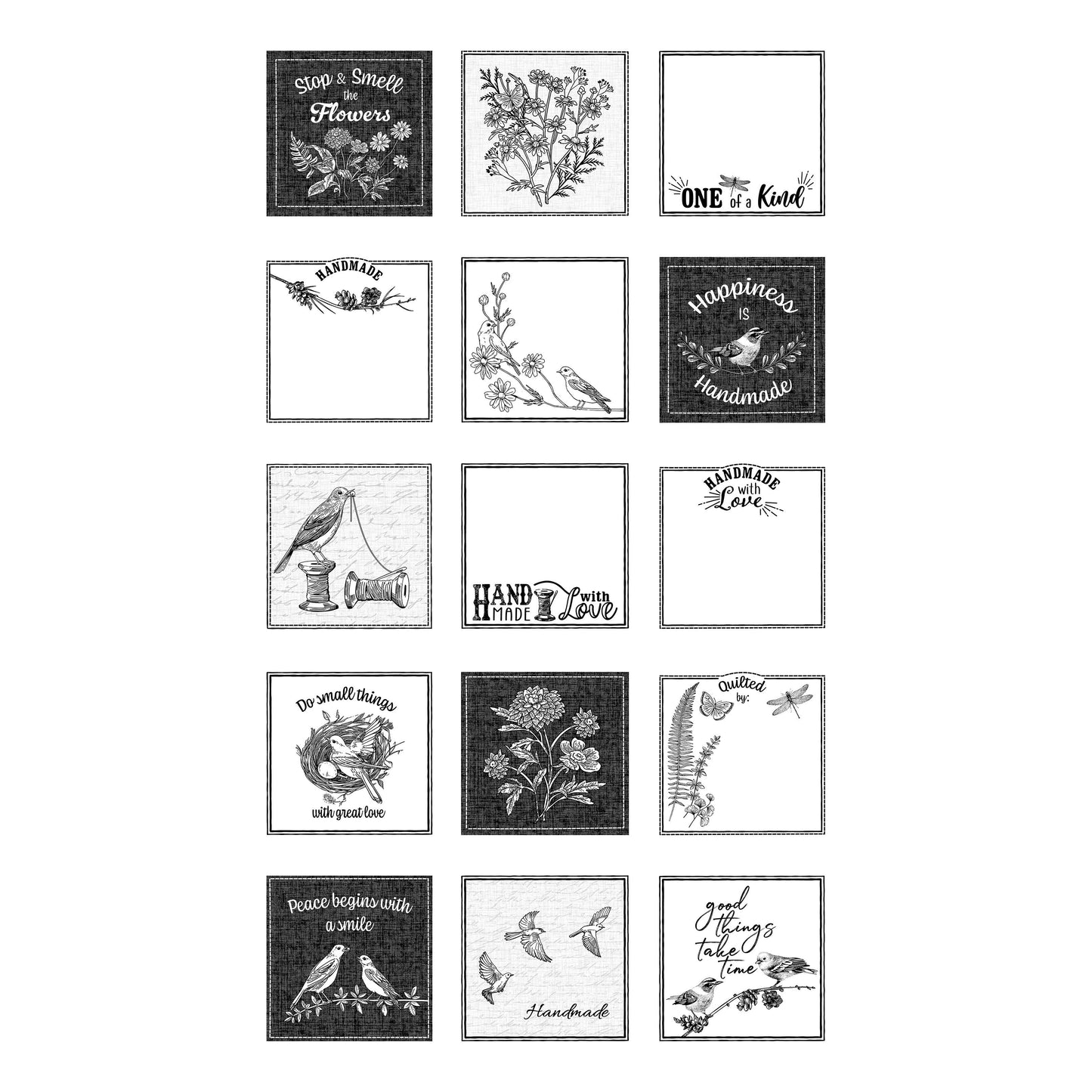 Nature's Sketchbook ~ Label Panel ~ 28566-10 White/Black