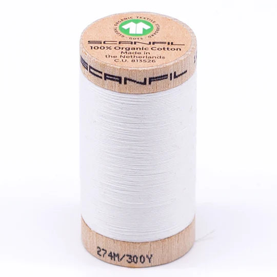 Scanfil Organic Cotton Thread 30wt Solid 300yd Bright White 4800