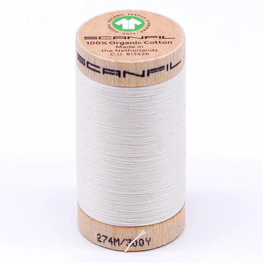 Scanfil Organic Cotton Thread 30wt Solid 300yd Coconut Milk 4801