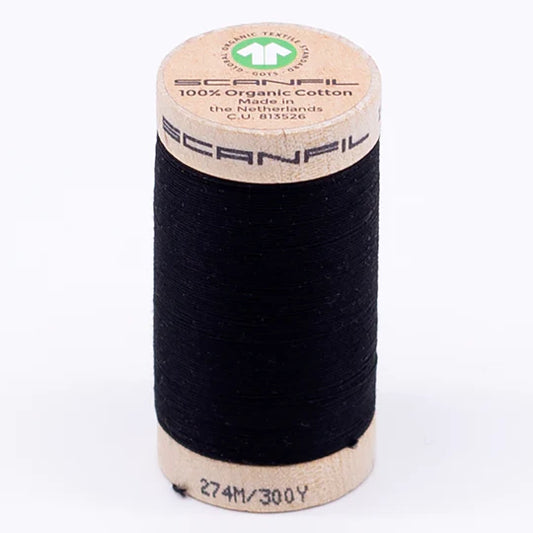 Scanfil Organic Cotton Thread 30wt Solid 300yd Jet Black 4808