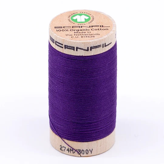 Scanfil Organic Cotton Thread 30wt Solid 300yd Royal Purple 4813