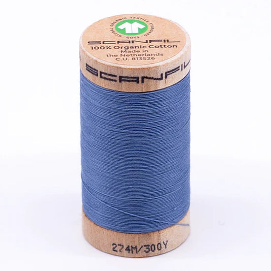 Scanfil Organic Cotton Thread 30wt Solid 300yd Blue Shadow 4816