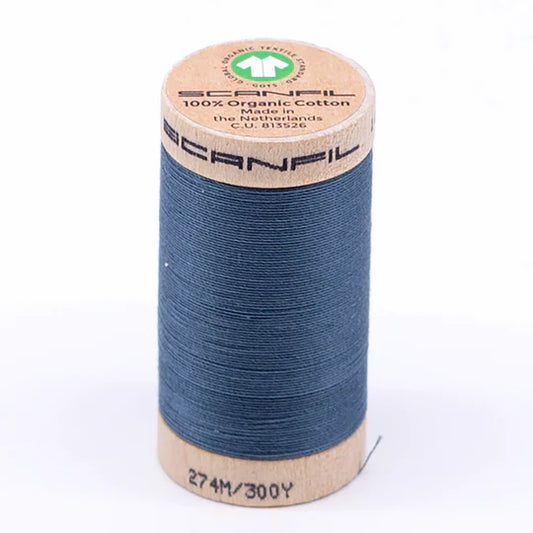 Scanfil Organic Cotton Thread 30wt Solid 300yd Aegean Blue 4819