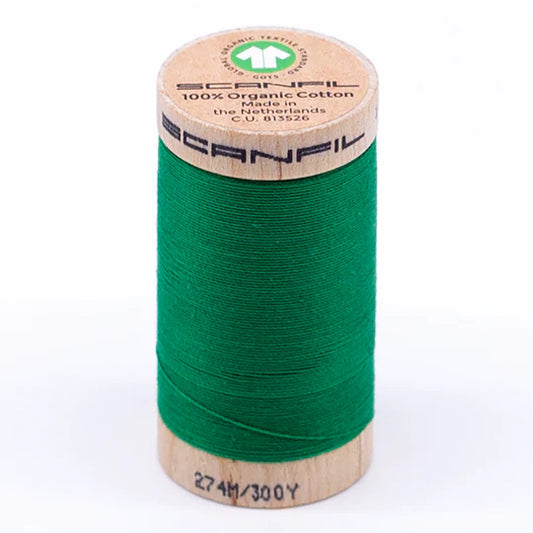 Scanfil Organic Cotton Thread 30wt Solid 300yd Jolly Green 4821