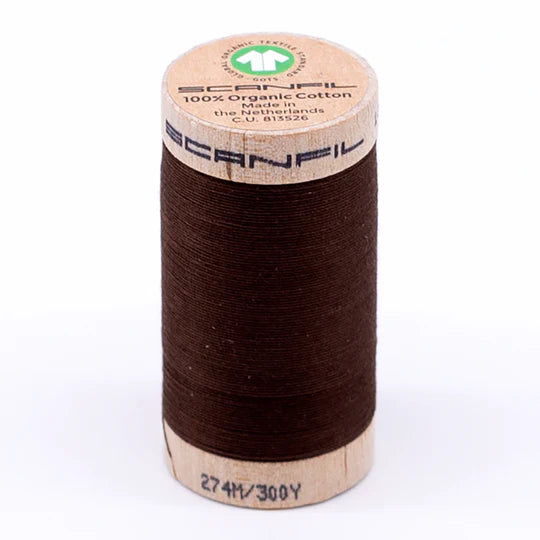 Scanfil Organic Cotton Thread 30wt Solid 300yd Cocoa Brown 4829