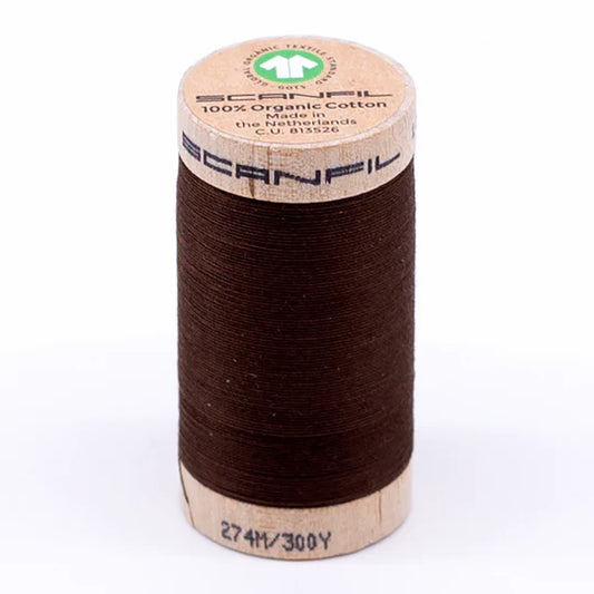 Scanfil Organic Cotton Thread 30wt Solid 300yd Cocoa Brown 4829