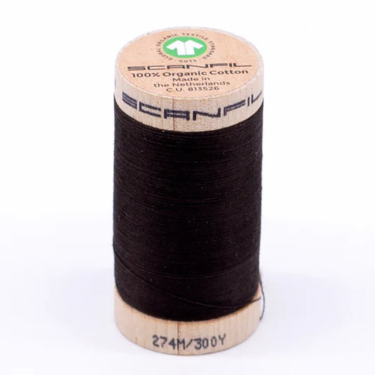 Scanfil Organic Cotton Thread 30wt Solid 300yd Licorice 4830