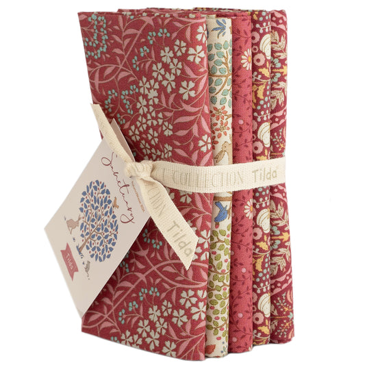 Tilda ~ Sanctuary ~ Fat Quarter Bundle ~ Maroon and Rhubarb TIL300196