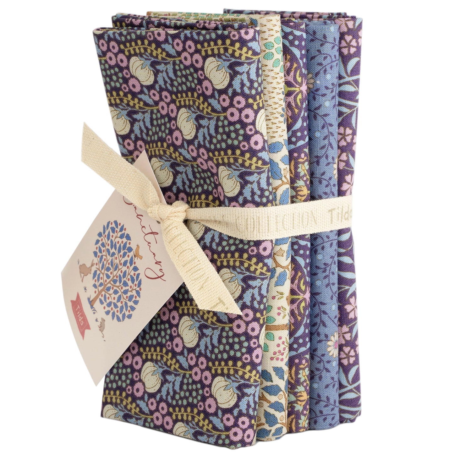 Tilda ~ Sanctuary ~ Fat Quarter Bundle ~ Eggplant and Blue TIL300198