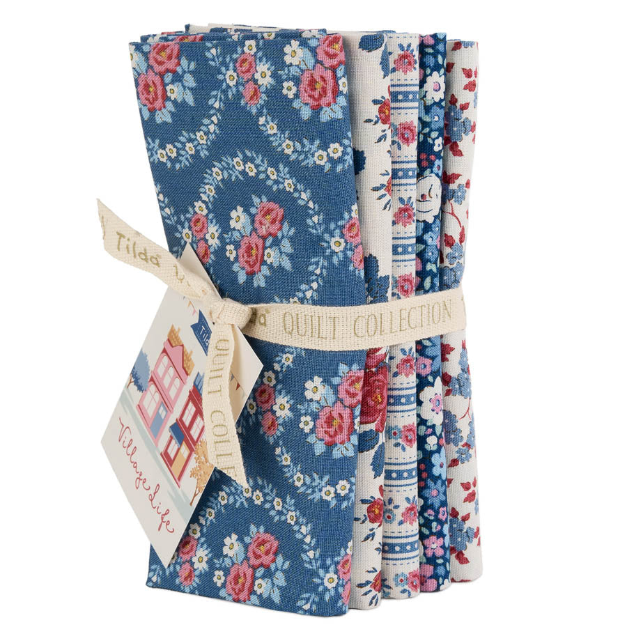 Tilda Village Life ~ Fat Quarter Bundle ~ TIL300277 Blue