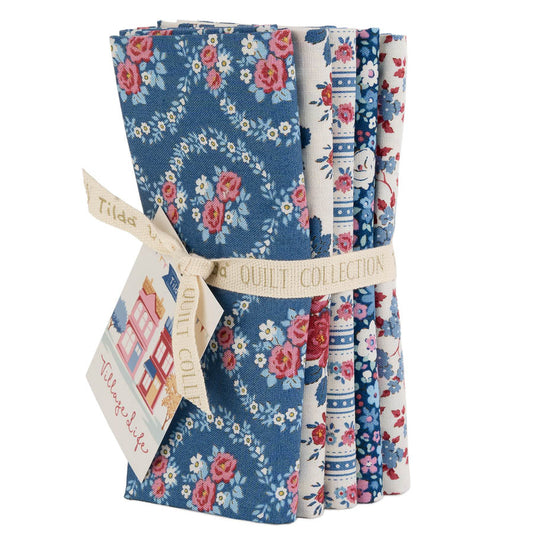 Tilda Village Life ~ Fat Quarter Bundle ~ TIL300277 Blue
