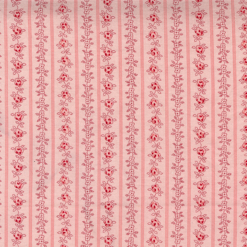 Hollyhocks and Roses ~ Floral Stripe 3056 17 Pink