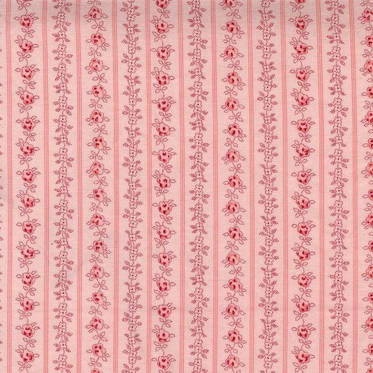 Hollyhocks and Roses ~ Floral Stripe 3056 17 Pink