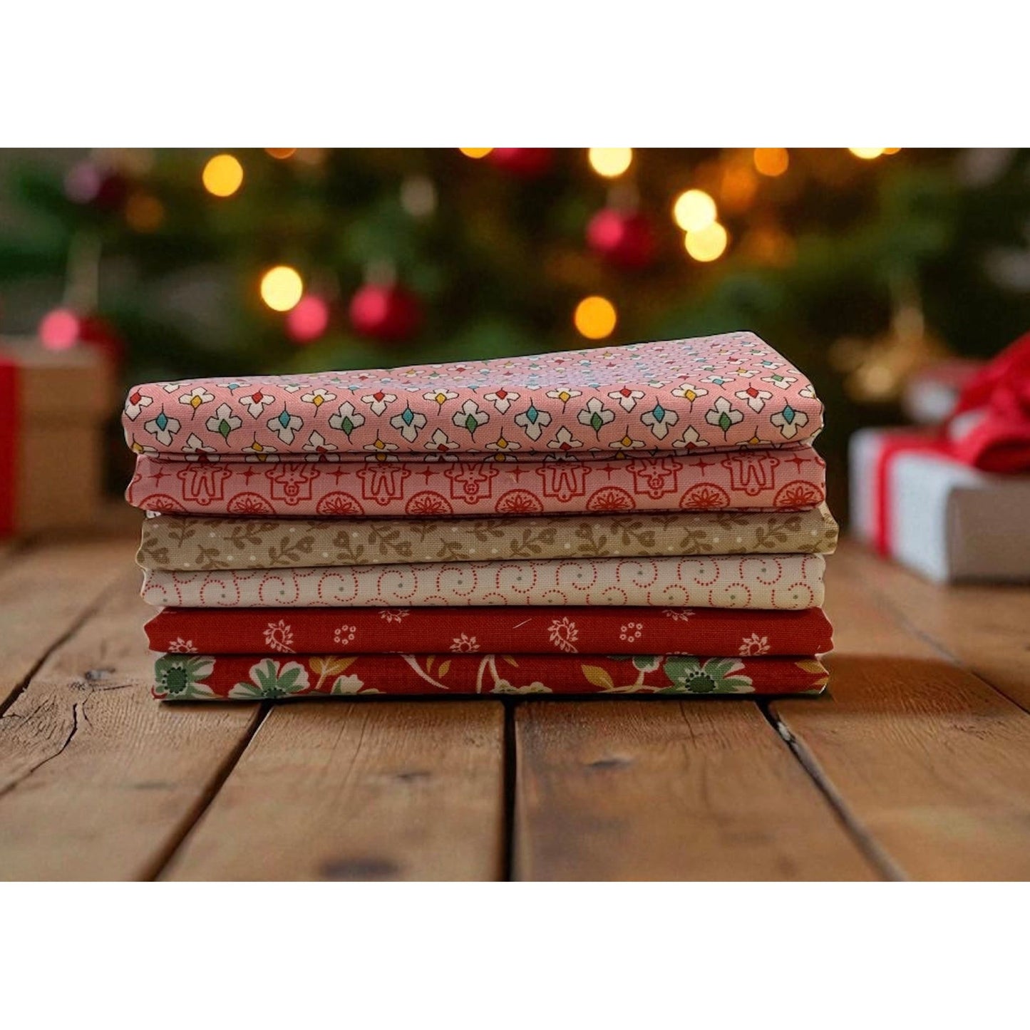 Lori Holt Home Town Holiday ~ Red Bundle #2 ~ 6 pcs