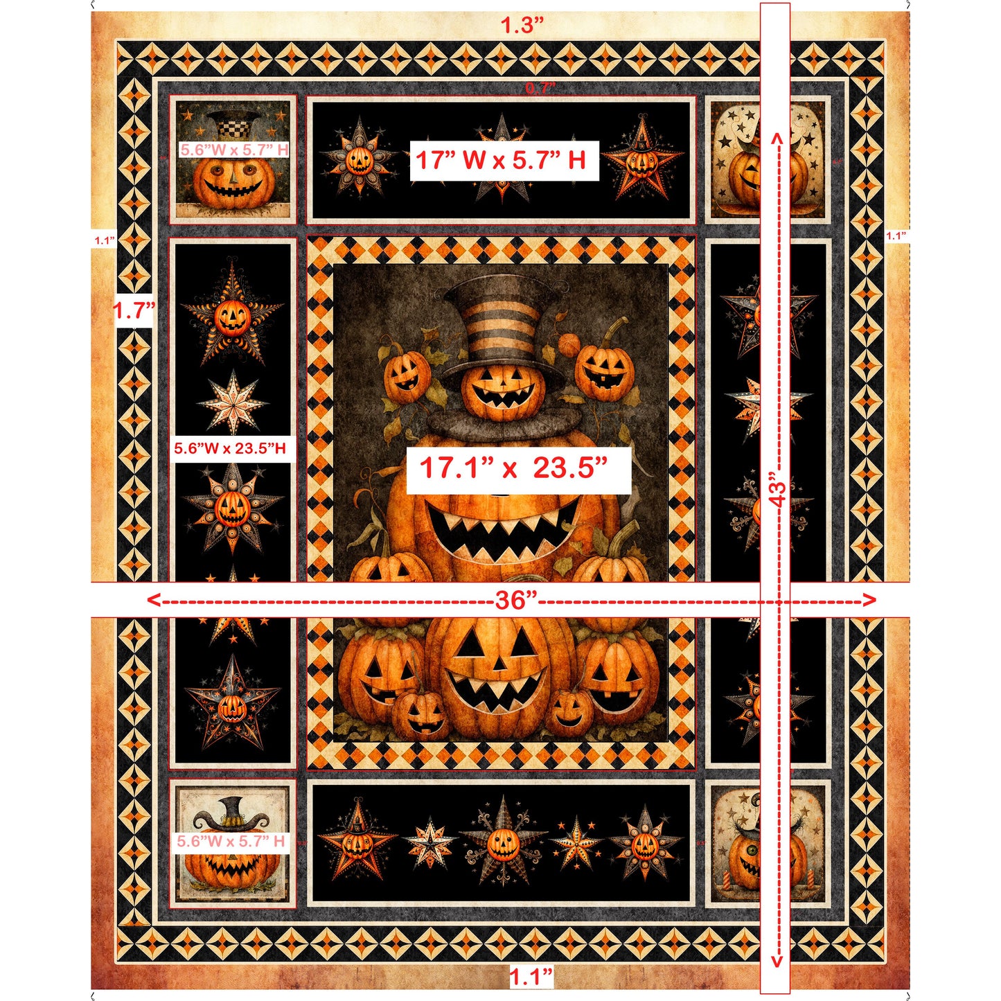 Jeepers Creepers ~ Pumpkin Panel ~ 31007 O Orange