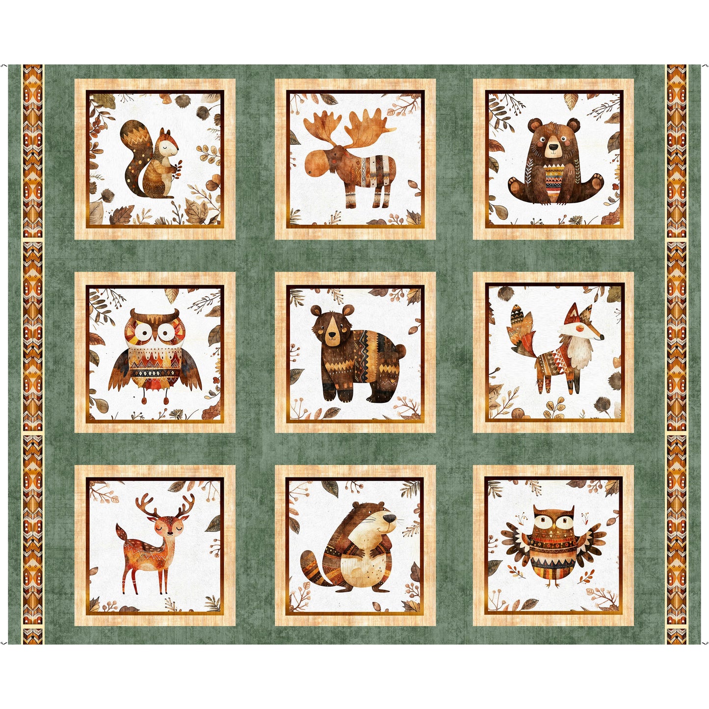 Bearsville ~ Animal Picture Patches Panel ~ 31258 H Dark Sage