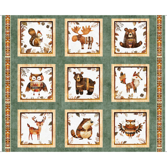 Bearsville ~ Animal Picture Patches Panel ~ 31258 H Dark Sage