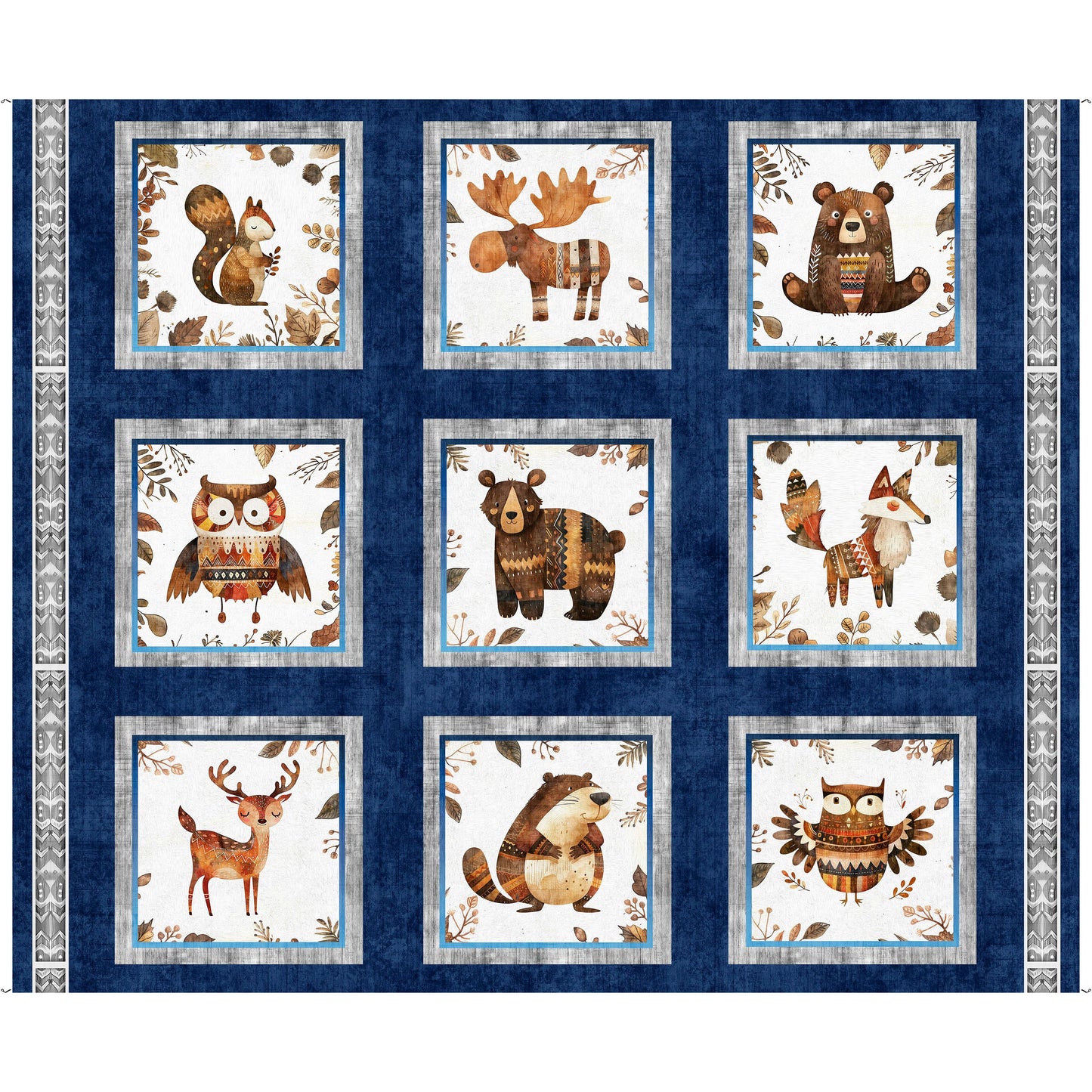 Bearsville ~ Animal Picture Patches Panel ~ 31258 N Navy