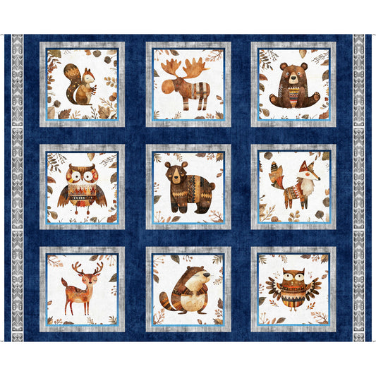 Bearsville ~ Animal Picture Patches Panel ~ 31258 N Navy