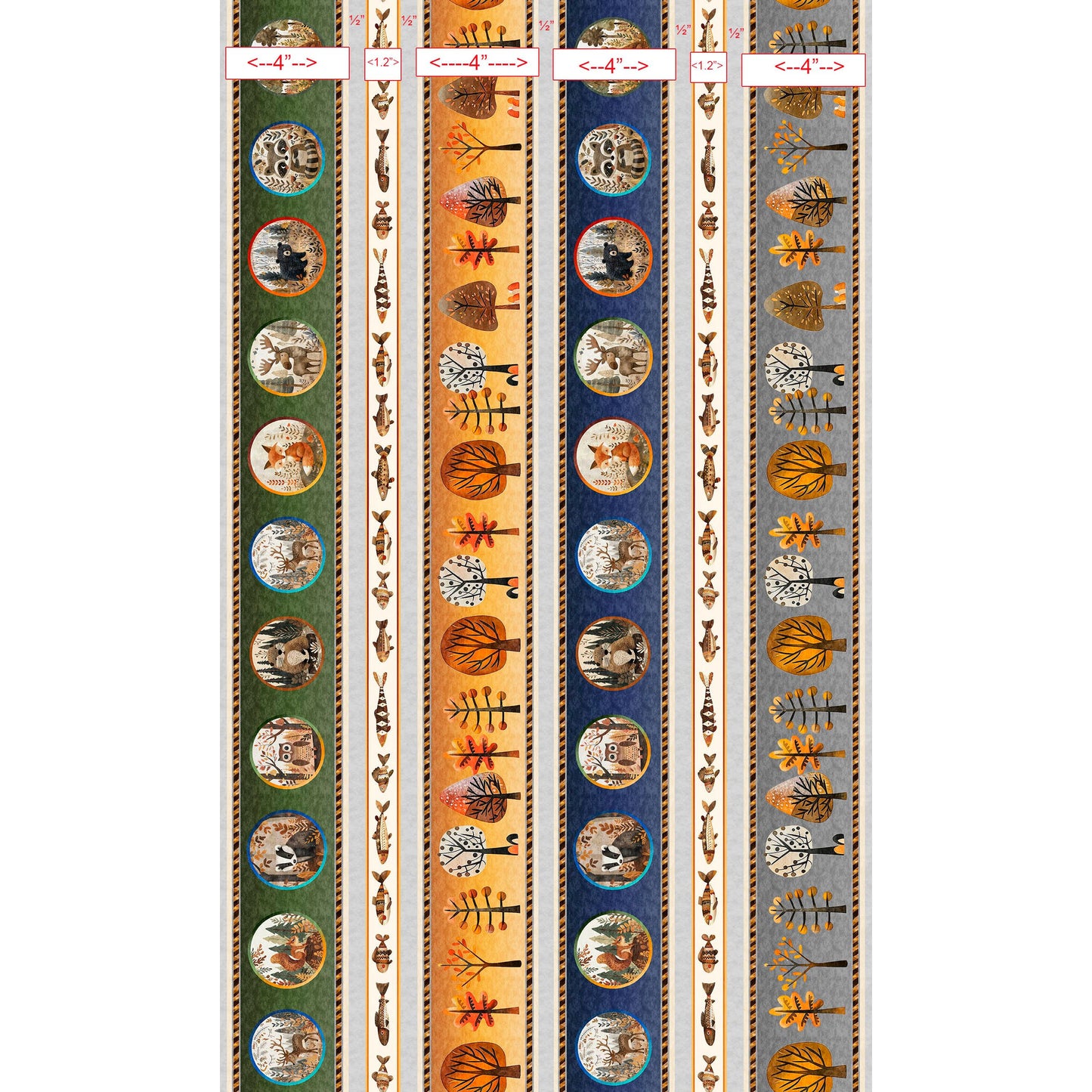 Bearsville ~ Woodland Border Stripe ~ 31259 X Multi