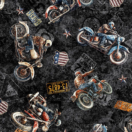 Stars, Stripes, and Steel ~ Grunge Biker Toss~ 31696-J Black