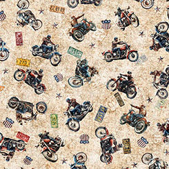 Stars, Stripes, and Steel ~ Grunge Biker Toss~ 31696-A Tan