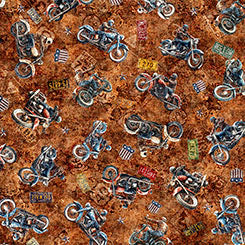 Stars, Stripes, and Steel ~ Grunge Biker Toss~ 31696-T Rust