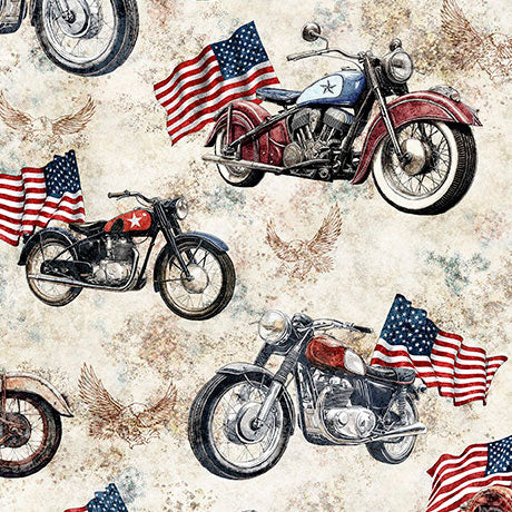 Stars, Stripes, and Steel ~ Motorcycles and American Flags~ 31697-E Birch