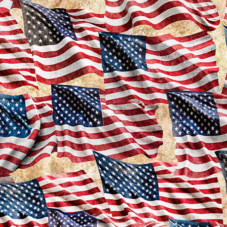 Stars, Stripes, and Steel ~ Motorcycles and American Flags~ 31698-E Cream